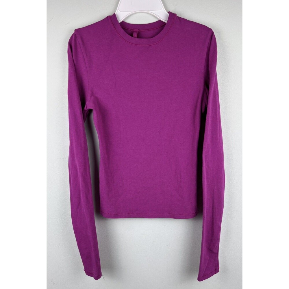 Skims Fits Everybody Long Sleeve Women’s Sz S Purple Slim Gym T Shirt